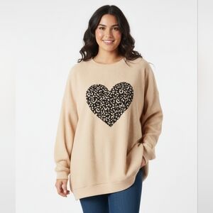 Chicka'd Super Love Tees Ribbed Thermal Style Women's Longsleeve Heart Shirt NWT